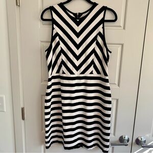 Ann Taylor LOFT Black and White Striped Chevron Dress